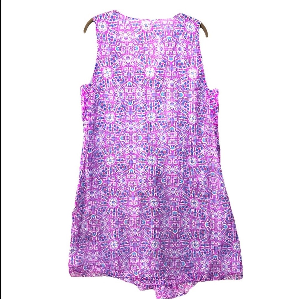 Sundance Silk Chiffon Faux Wrap Dress Kaleidoscope Purple Pink Geometric lined - Picture 10 of 10